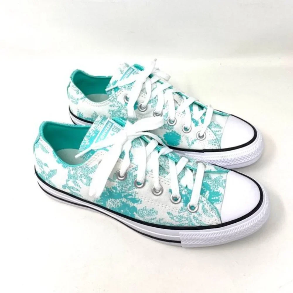 Converse Women's Size 571388F CTAS OX ELECTRIC AQUA WHITE Canvas Low Top Sneaker